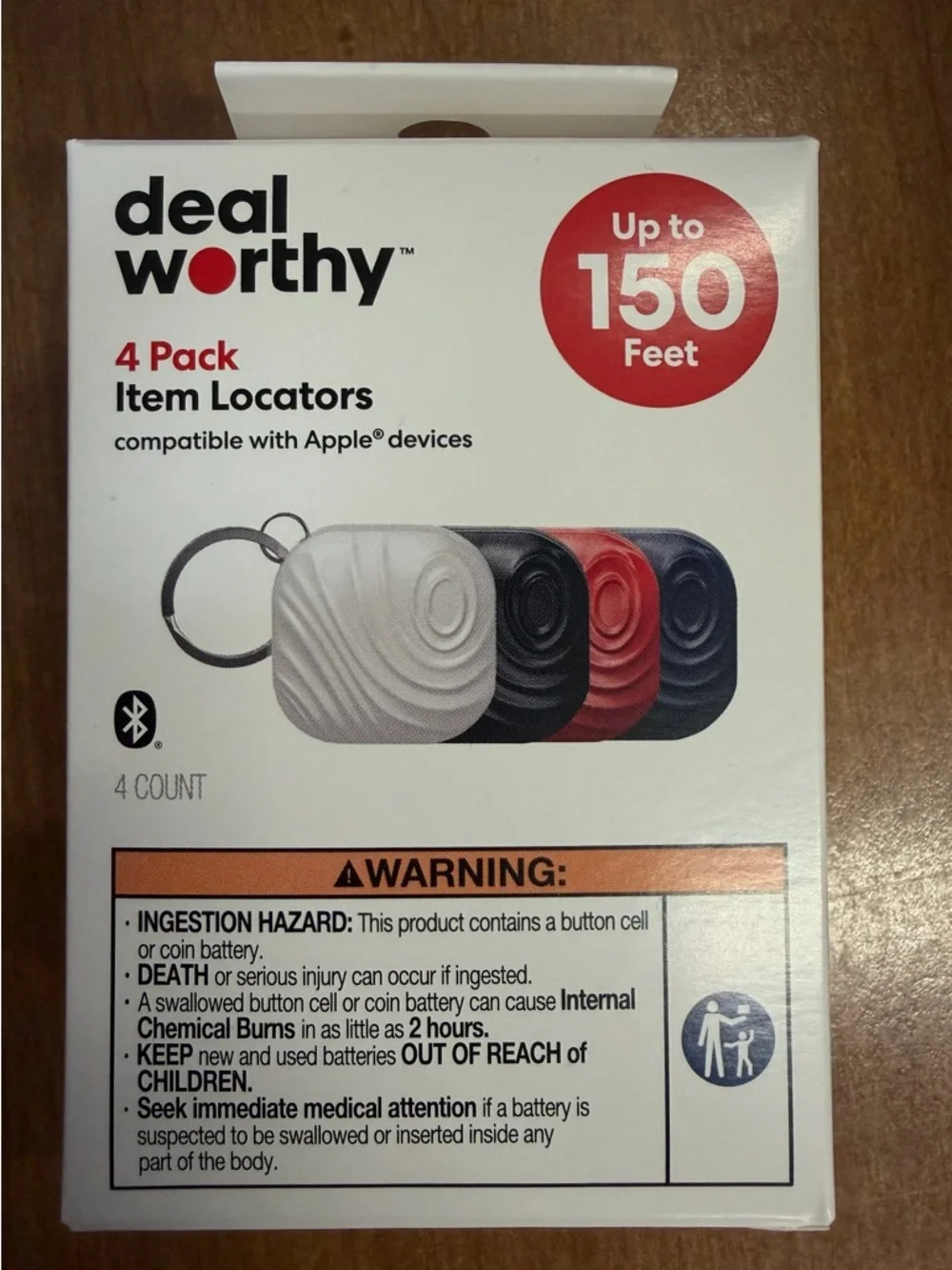 Dealworthy 4 Pack Item Locators Apple Find My Compatible Bluetooth Trackers‎ NIB